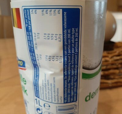 Lait nutrition facts table