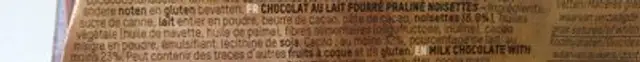 Praline fairtrade ingredients label