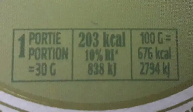 Mélange de noix nutrition facts table