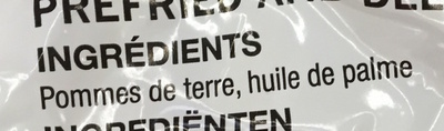 Pommes frites préfrites surgelées ingredients label