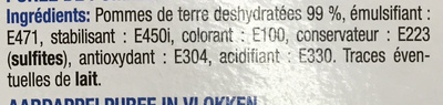 Purée de pommes de terre en flocons ingredients label