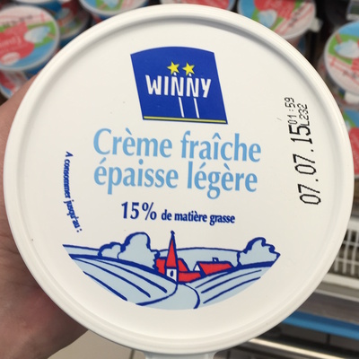 Crème fraîche épaisse légère (15% MG) front packaging