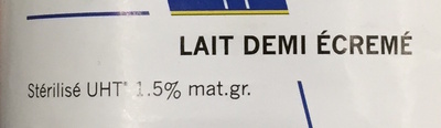 Lait demi-écrémé stérilisé UHT ingredients label