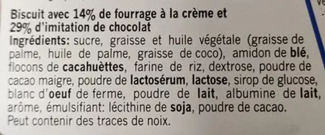 Pattes de bouc ingredients label