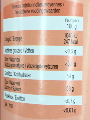 Confiture de myrtilles nutrition facts table