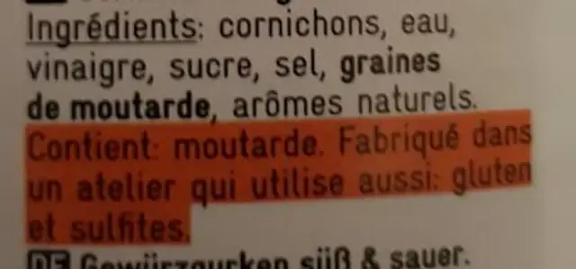 Cornichons Gherking 365 ingredients label