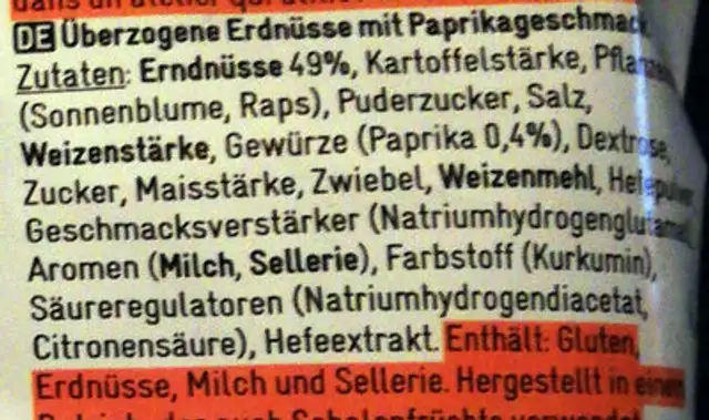 Delhaize 365 Gecoate Pinda's met Paprikasmaak ingredients label