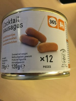 Cocktail sausages Delhaize front packaging