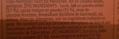 Chococino capsules Nescafé Dolce Gusto ingredients label