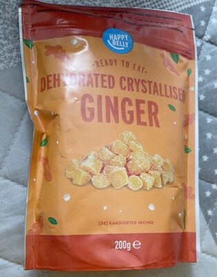 Dehydrated crystalliised ginger front packaging