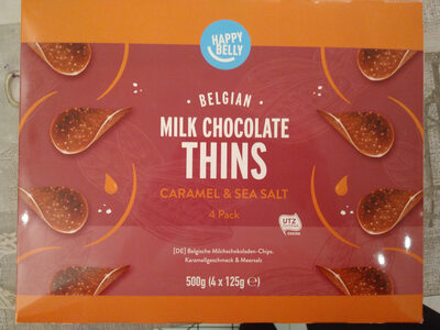Belgian milk chocolate thins front packaging