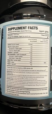 ISO TRIPLE ZERO nutrition facts table