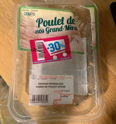 Viande de poulet épicée