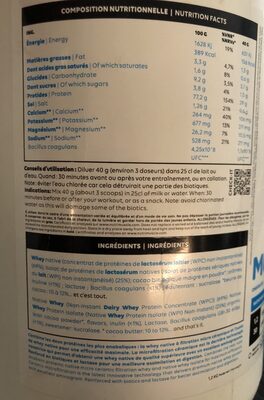 Musclewhey nutrition facts table