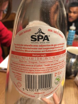 Spa Intense ingredients label