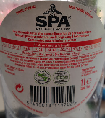 Spa barisart nutrition facts table