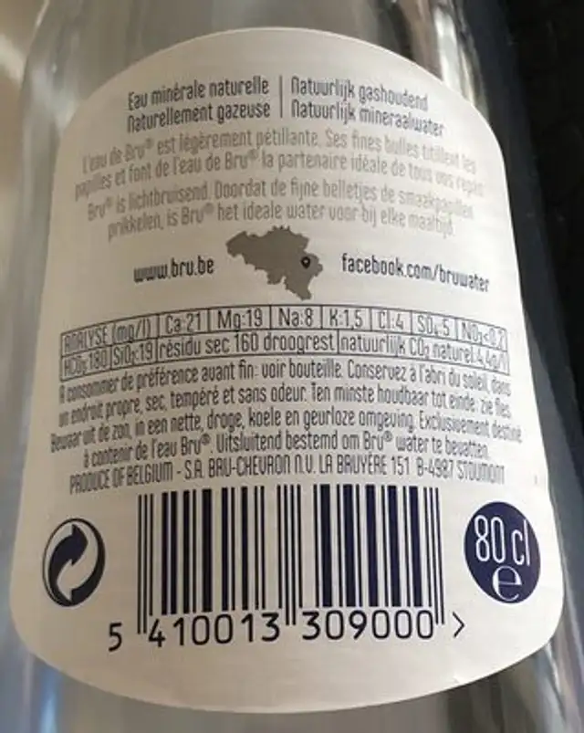 eau gazeuse ingredients label