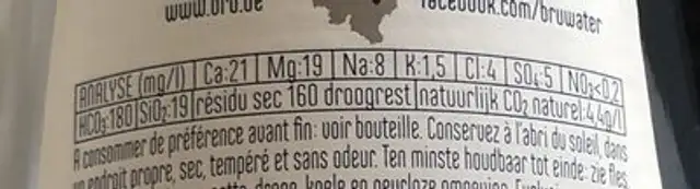 eau gazeuse nutrition facts table