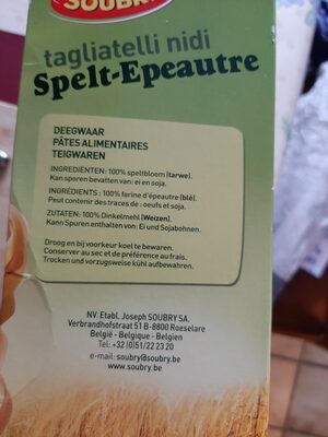 Tagliatelle ingredients label