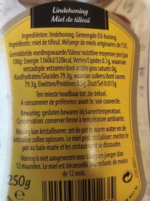 Meli miel linde-tilleul ingredients label