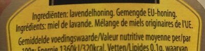 Miel de lavande ingredients label