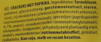Mini Bites Paprika ingredients label