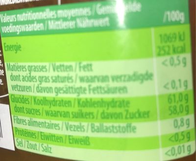 Confiture D'abricots, 450 Grammes, Marque Materne nutrition facts table