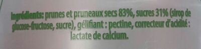 Corin de prunes ingredients label