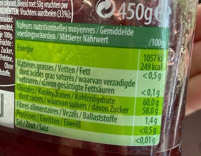 6.06.2027 12:54 Materne SINCE 1808 Confituur AARDB nutrition facts table