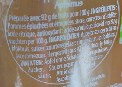 Mousseline Apple Mousse ingredients label