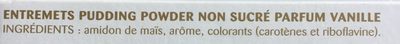 Pudding powder non sucré ingredients label
