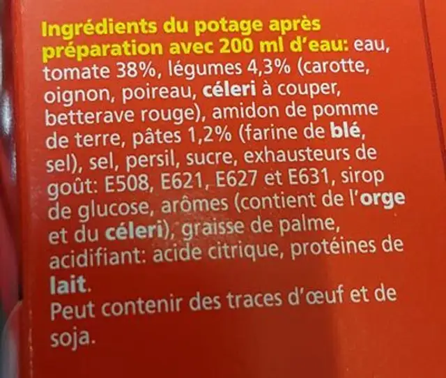 Classic Tomates-légumes 25 Sachets ingredients label