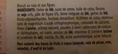 Soja figues ingredients label