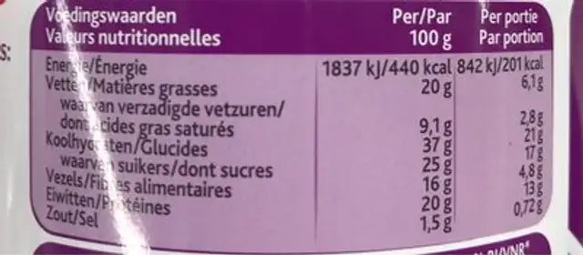 Gerlinéa Mon Repas Pudding Saveur Chocolat nutrition facts table