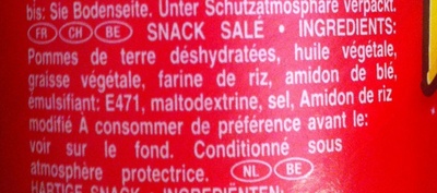 Pringles original ingredients label