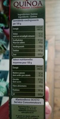 Quinoa 3 kleuren / 3 couleurs ingredients label