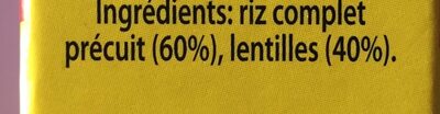 Brown rice+ linzen-lentilles ingredients label