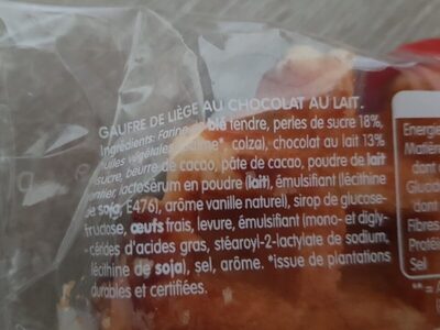 Gaufre de liège Chocolat au lait ingredients label