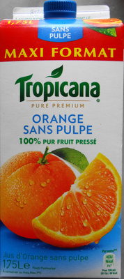 Jus d'Orange sans pulpe front packaging