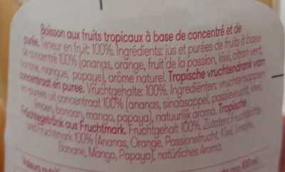 Looza Tropical ingredients label