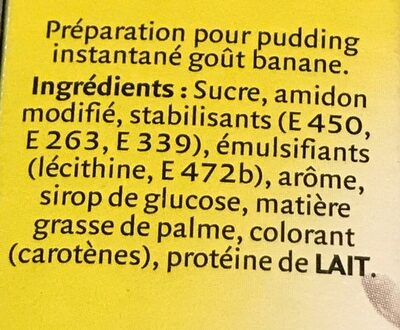 Saroma goût banane ingredients label