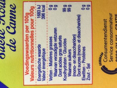 Riet suiker ingredients label