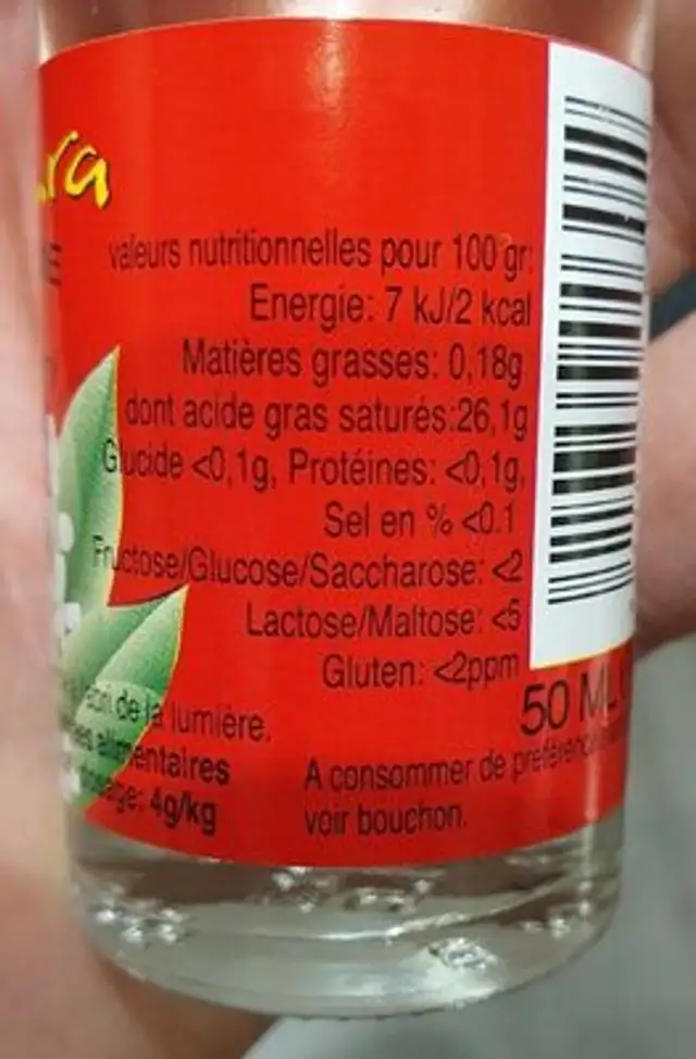 Arome Strawberry nutrition facts table