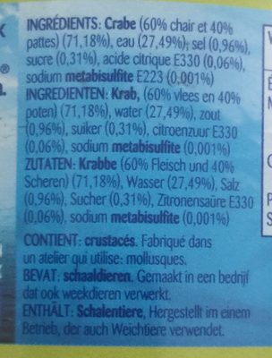 Crabe-Krab-Krabbe ingredients label