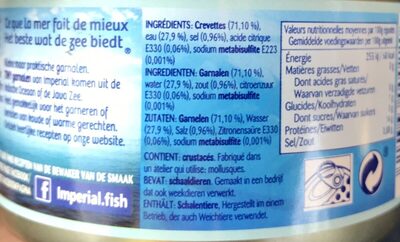 Crevettes ingredients label