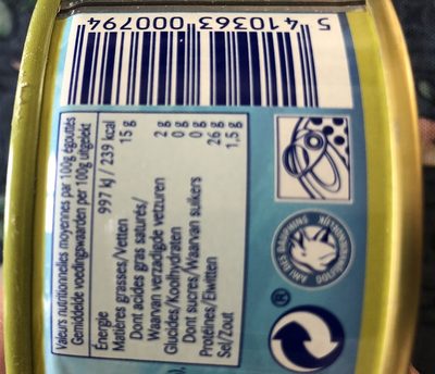 Thon à l'huile olive pêché à la ligne ingredients label