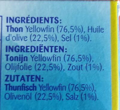 SAUVAGE YELLOWFIN / WILDE YELLOWFIN ingredients label
