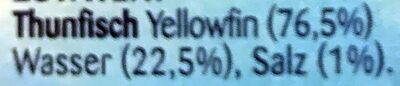 Yellowfin ingredients label