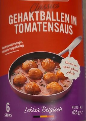 Gehaktballen in tomatensaus front packaging