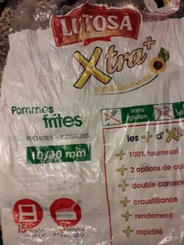 Pommes Frites precuite surgelées ingredients label